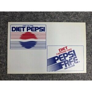 Diet Pepsi Pepsi Free Advertising Sign Thin Plastic 13x8 Retro 80s Wall Art Vtg